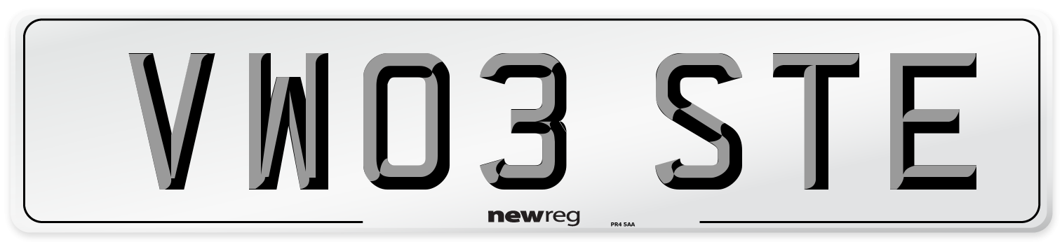 VW03 STE Number Plate from New Reg